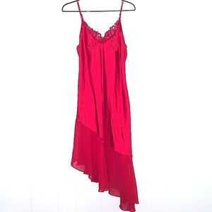 Vintage Y2K red lace midi length slip dress